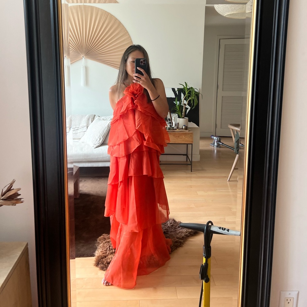 Aje Inspired Orange Tiered Gown